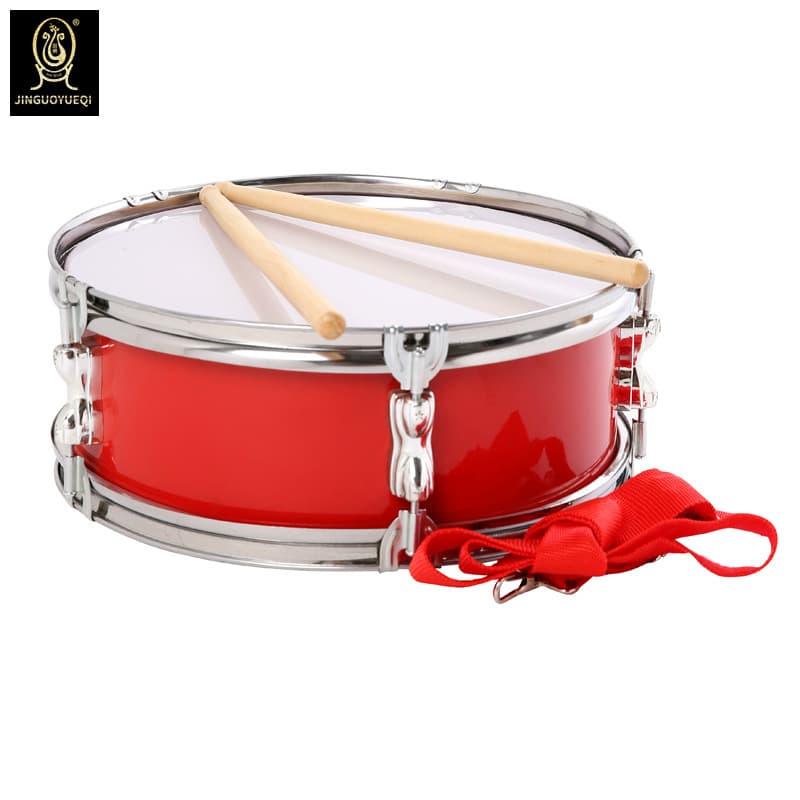 Jinguo Musical Instrument Red 13inch Stainless Steel Pressure Ring Snare Drum Team Drum Young Pioneer Drum Queue Drum Factory Direct Sale