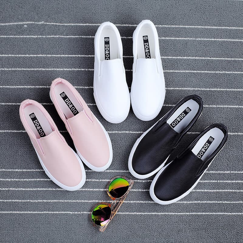 Autumn New Women's Sport Board Shoes, Versatile White Slip-on Casual Lazy Shoes