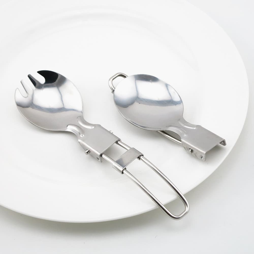 Stainless steel tableware folding spoon outdoor tableware set picnic camping folding chopsticks portable knife and fork lunch box spoon