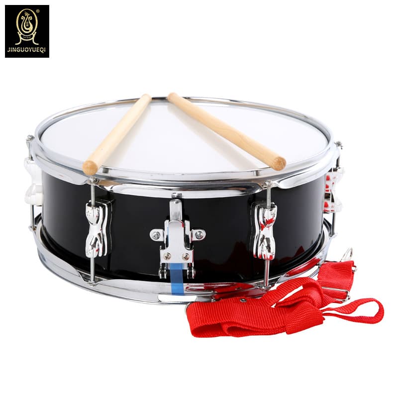 Jinguo musical instrument manufacturers supply 13-inch black snare drum double-tone drum team drum student drum high-grade type