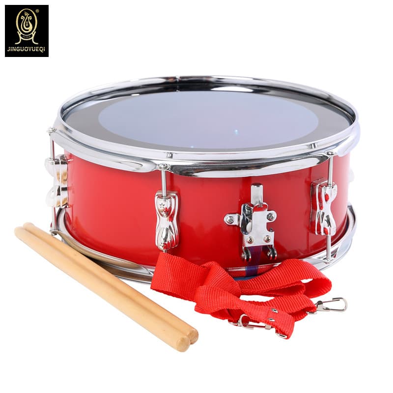 Jinguo musical instrument manufacturers supply 13-inch big red snare drum double-tone drum team drum student drum high-grade type