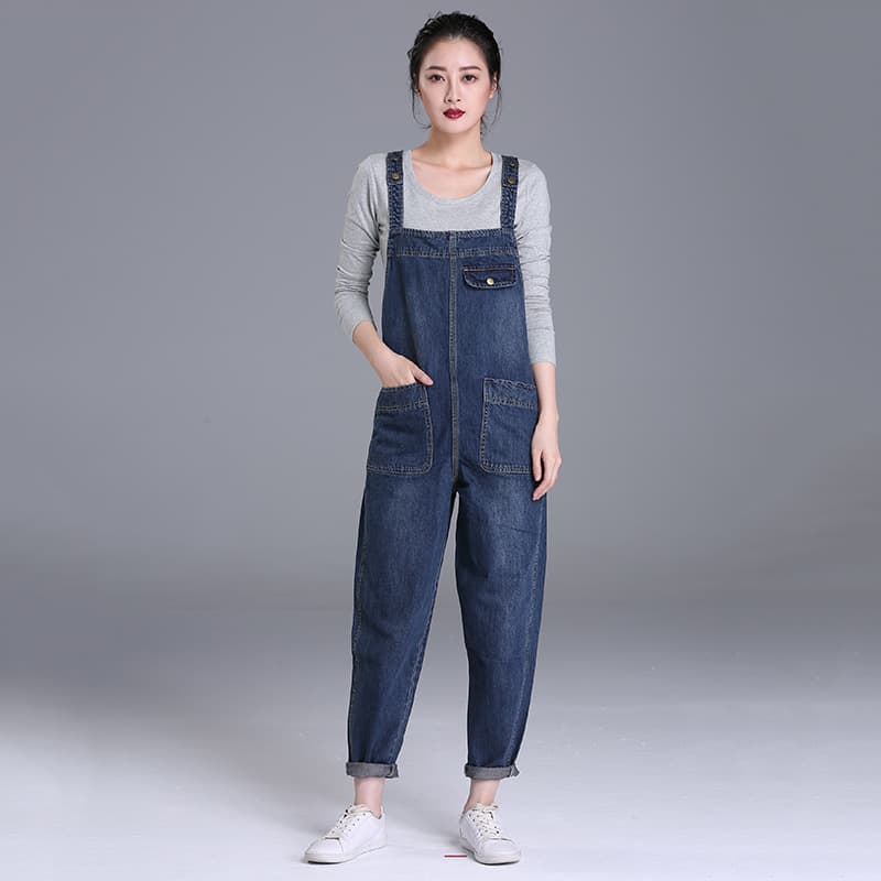 Jiajun Cross-border Amazon Maternity Denim Overalls Women Plus Size Slightly Plump Loose Casual Pants Women's High-End Style