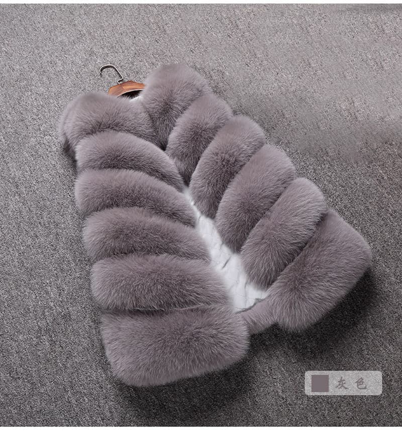 Haining fur manufacturer wholesales Korean version of imitation fox fur vest new style spliced mid-length vest for women hot style