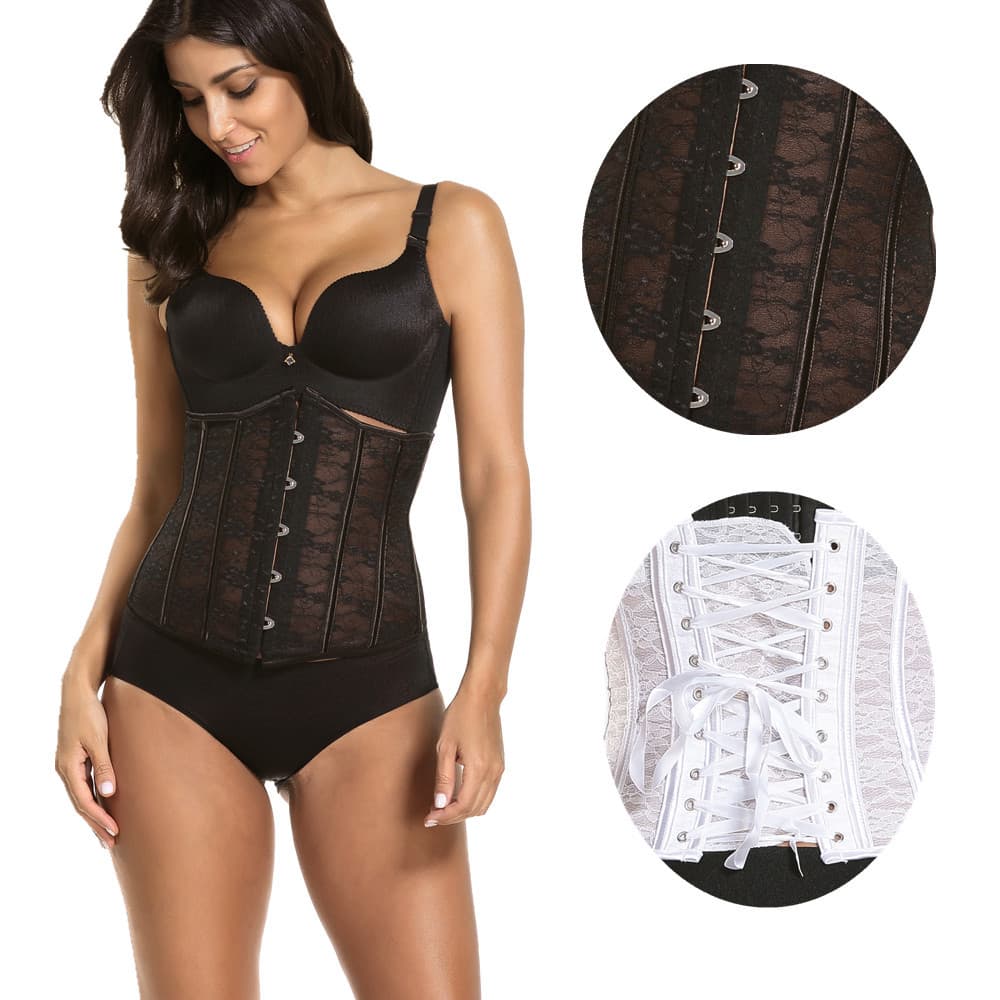 Corset Waist Trainer Bust Support Lace Corset 14 Steel Bone Steel Buckle Summer Breathable Shapewear
