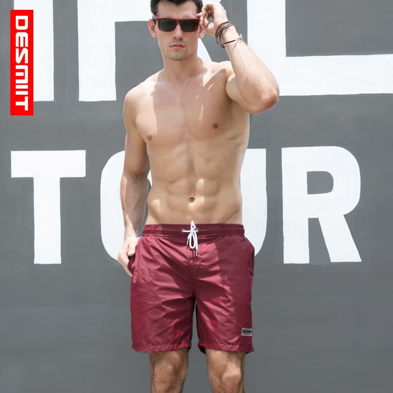 DESMIIT beach shorts, loose solid color holiday 4-point trend, beach shorts for men, quick-drying swimming shorts S807
