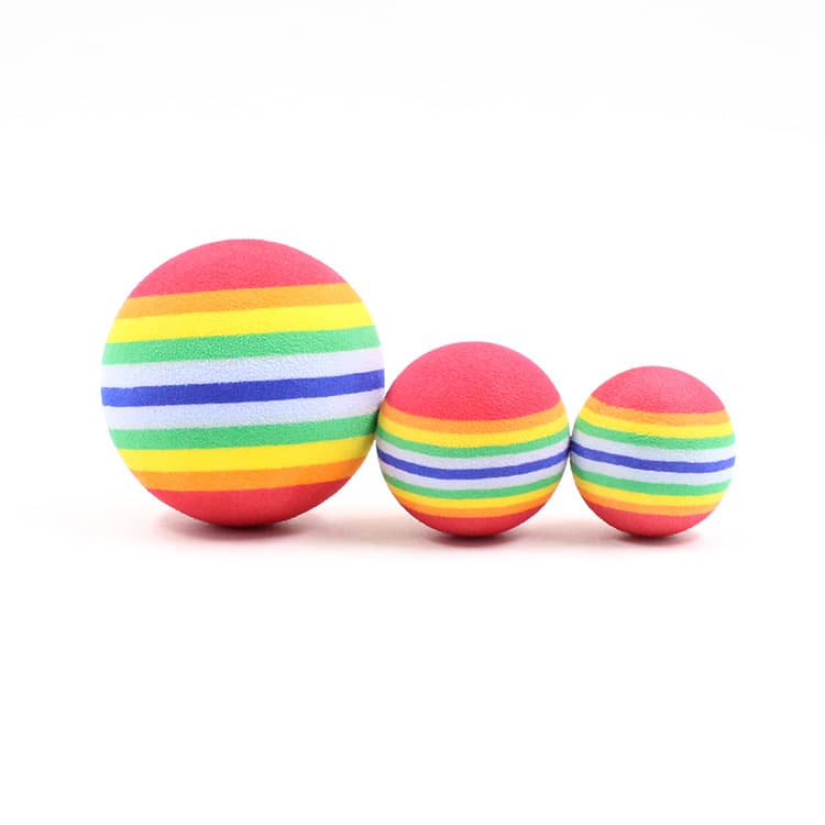 EVA Foam Pet Cat Toy Ball Striped Rainbow Ball Bouncy Solid Ball Sponge Ball Dog Toy Ball