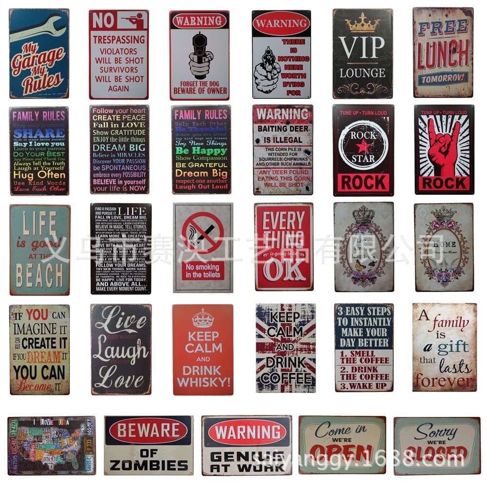Vintage Tin Sign Home Bar Restaurant Decor Hanging Wall Art Sign Amazon AliExpress Supply