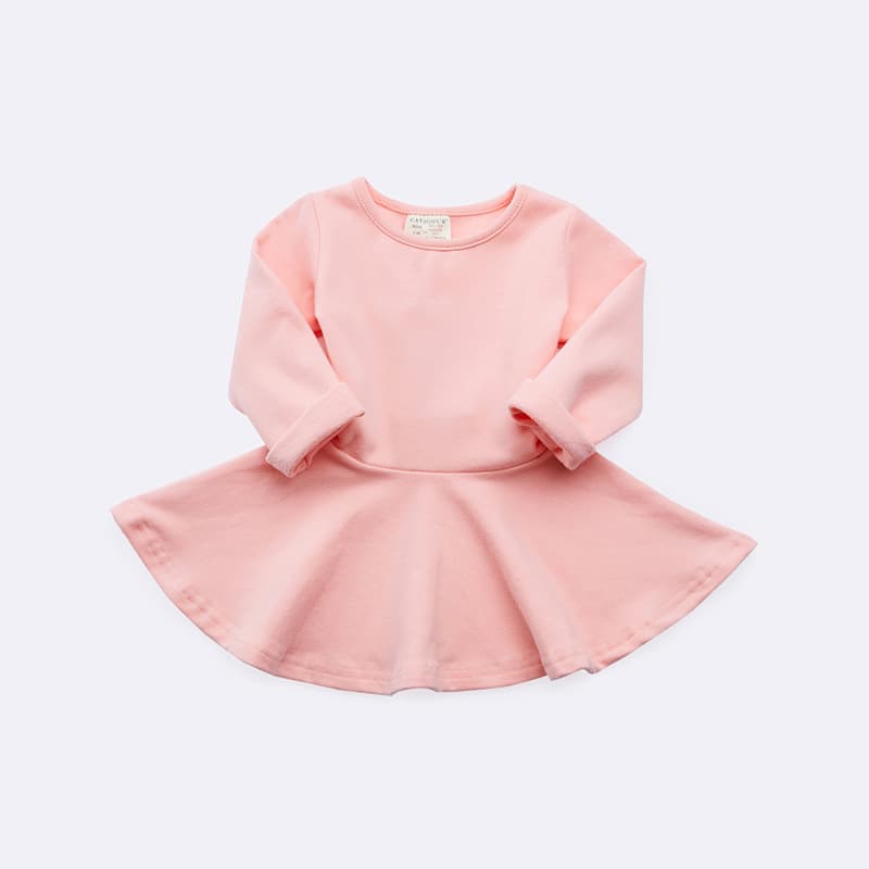 2018 Spring/Autumn New Girls Dress Baby Girls Cotton Brushed Lotus Leaf Swing Dress for AliExpress Export