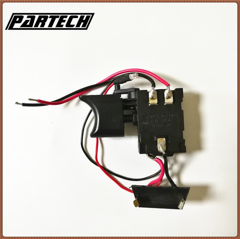 12V Lithium-ion Rechargeable Drill Switch (with LED) - High-Quality DC Electric Drill/Pistol Drill Switch with Forward and Reverse Speed Adjustment
