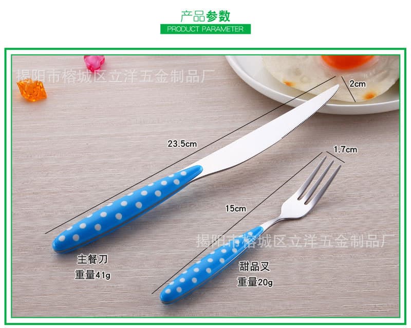 Stainless Steel Polka Dot Round Spoon Tableware Soup Spoon Colored Stainless Steel Spoon Clip Handle Western Steak Knife Fork Spoon