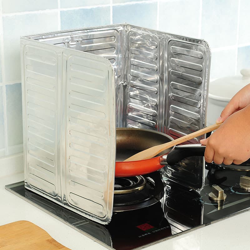 Kitchen Gas Stove Oil Splash Guard, Aluminum Foil Heat Shield, Anti-Splash Oil Baffle