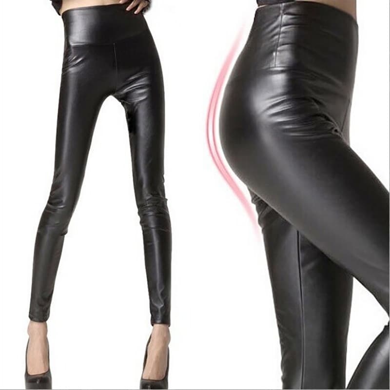 Foreign trade women's PU leather extended thin high-waisted leather pants women's tight matte imitation leather trousers and leggings popular style