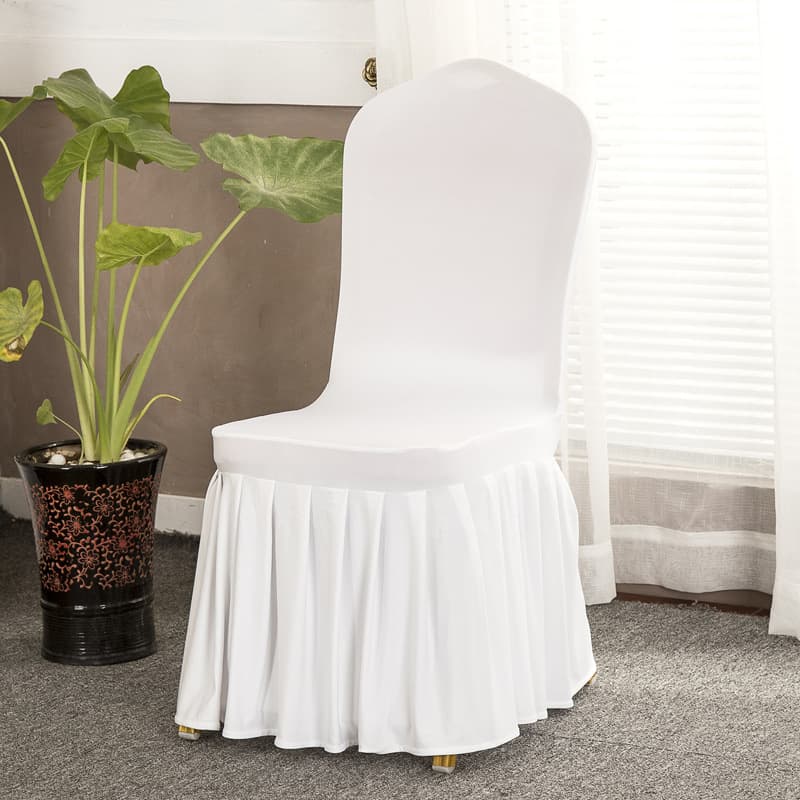 Custom Hem Pleated Elastic Chair Cover Hotel Restaurant Chair Cover Wedding Banquet Chair Cover One-Piece Stool Cover