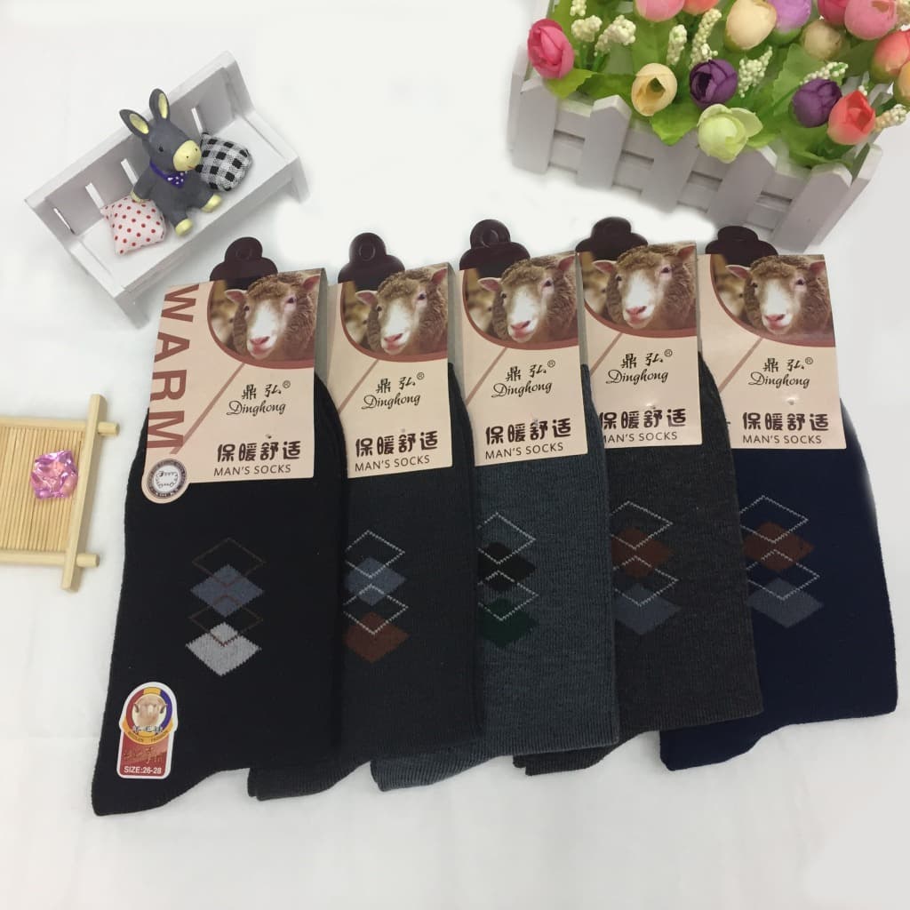 Dinghong Wool Socks Men's Mid-Calf Business Socks Autumn and Winter Thickened Women's Mid-Calf Socks Street Vendor Wholesale Elderly Socks