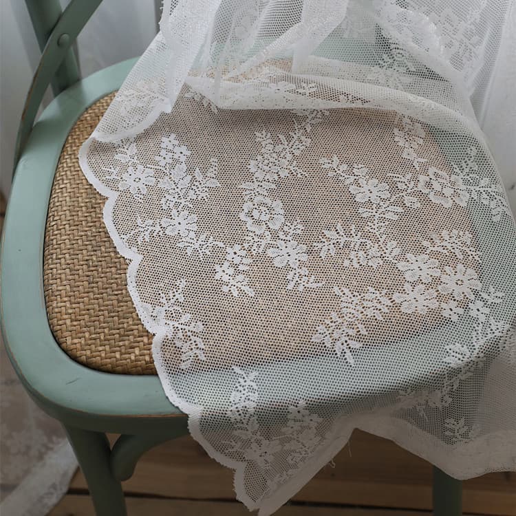 Tablecloth white pastoral lace, ready-made curtain gauze, window wedding bed curtain, balcony bay window American country style rod pocket