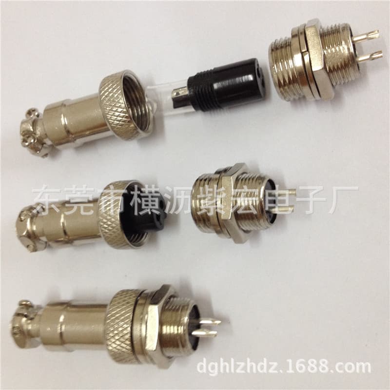 Supply M12 two-core aviation plug, 2P aviation plug head, 2P aviation connector, 2-core aviation male and female head GX12-2P