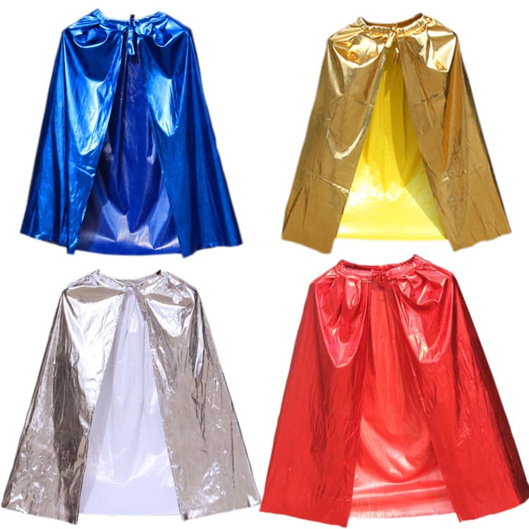 Halloween Kids Cape Stage Performance Prop Bright Gold Silver Black Silver Blue Shiny King Cape