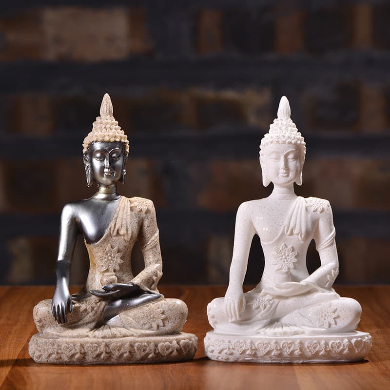 Factory Direct Sales of Southeast Asian Sandstone Small Sitting Buddha Resin Crafts, Creative Sculptures, Home Decoration Sitting Buddha Ornaments