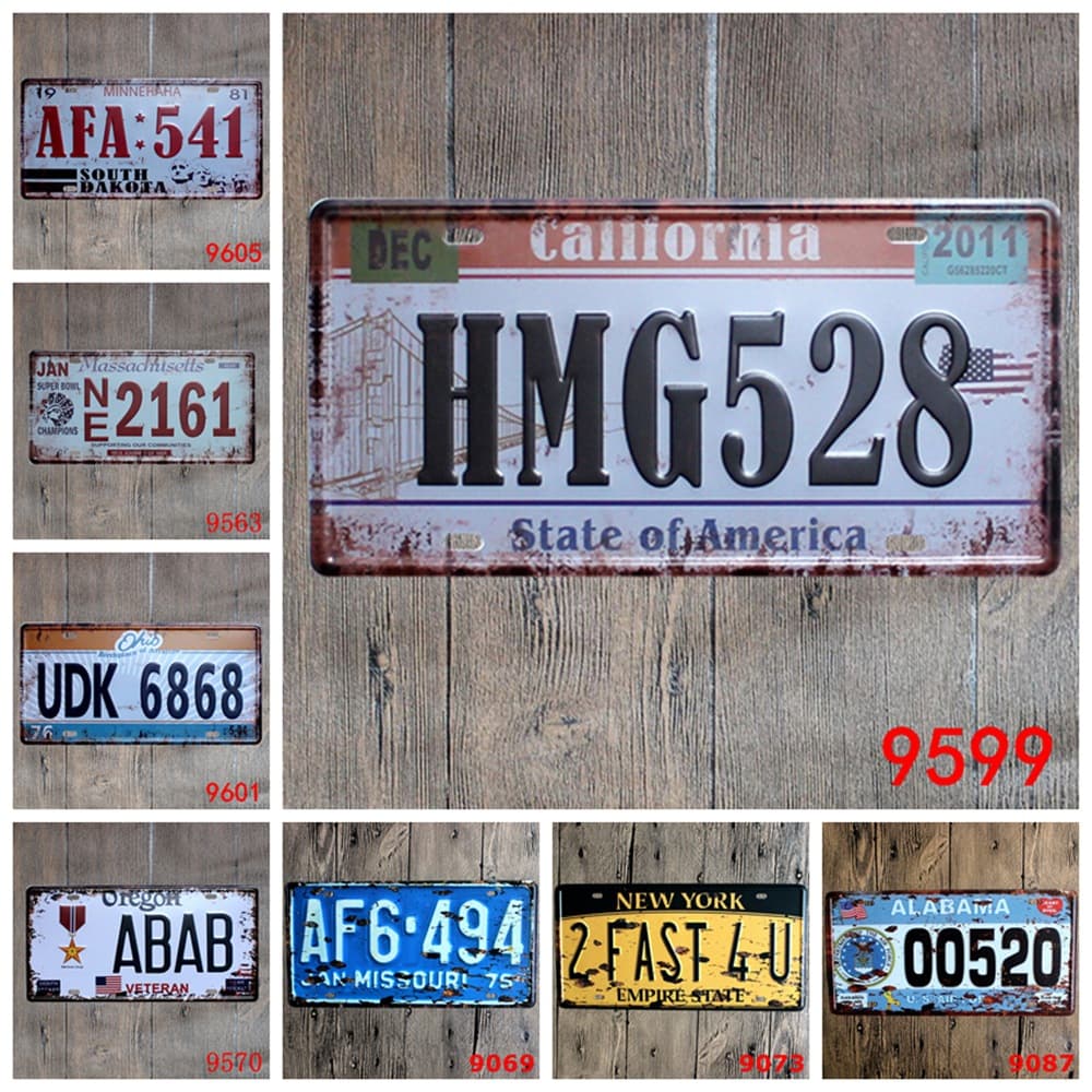 Hot Selling Retro Nostalgic Wholesale Premium License Plate Tin Painting Bar Personalized Decoration Wall Pendant