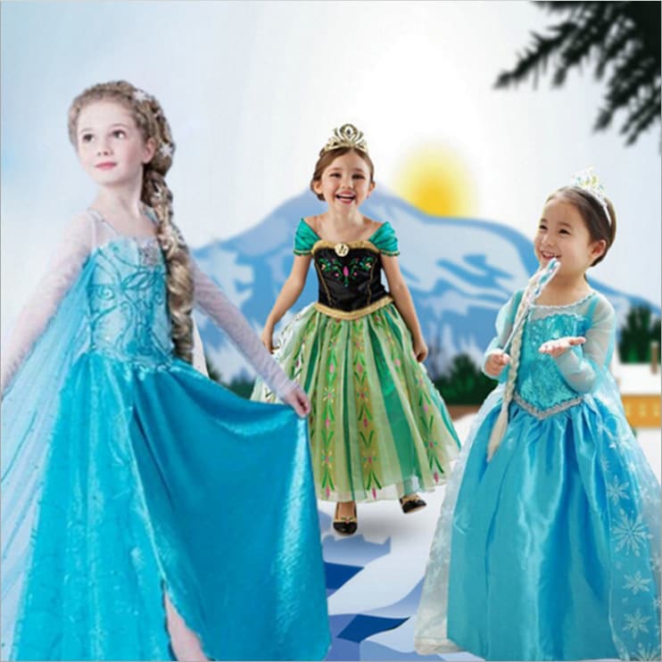 Halloween Frozen Princess Dress Mesh Tulle Girls Dress Children's Clothing Wholesale Gown Kids Dress Drop Shipping Elsa