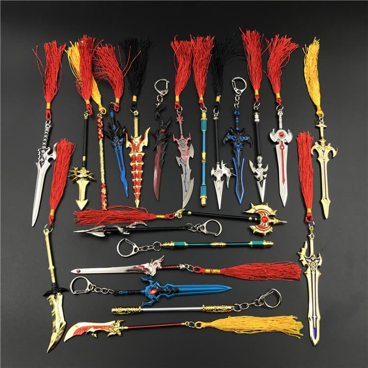 Hot-selling Honor of Kings creative keychain, 12cm weapon, Li Bai campus weapon pendant decoration