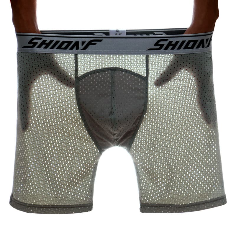 Chunfeng Men's Sports Briefs Ice Silk Mesh Boxer Briefs Extended Length Running Tight Anti-Chafe Large Size