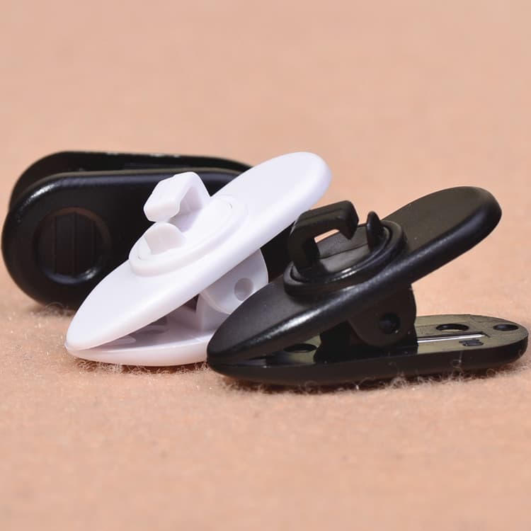Headphone Cable Clip for Phone MP3 Earphone Flat Round Wire, Thickened Rotating Clip Black White