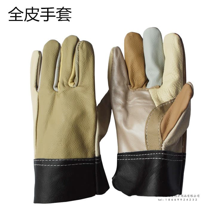 Wholesale full-leather welding gloves, short cowhide gloves for welders, high-temperature resistant, heat-insulating protective work gloves.