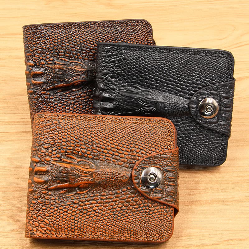 Fashionable crocodile pattern wallet men's short coin personality trendy Korean version magnetic buckle wallet manufacturer wholesale