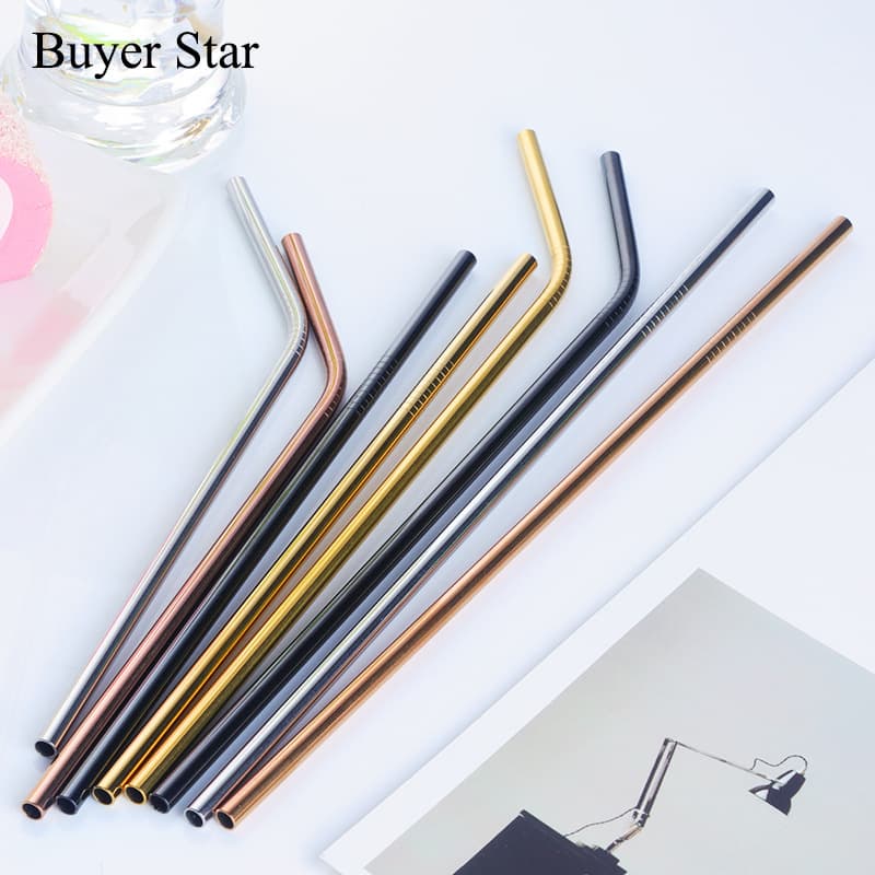 Cross-border 304 Stainless Steel Straw Set for Home, Restaurant, Milk Tea, and Beverages, Amazon Direct Supply, Custom Logo Available
