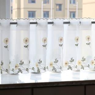 Terylene Daisy Coffee Curtain Kitchen Small Half Curtain Factory Wholesale Curtain Drop Shipping Curtain Balcony