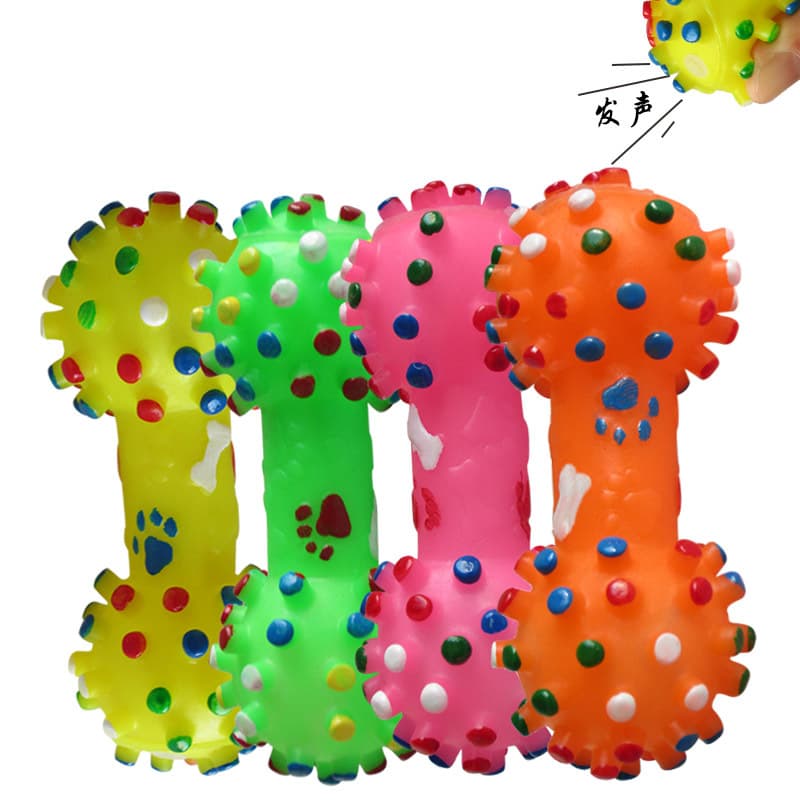 Tengjiao Massage Foot Spike Dumbbell Pet Squeaky Toy for Teeth Cleaning and Dental Health, Cat and Dog Toy
