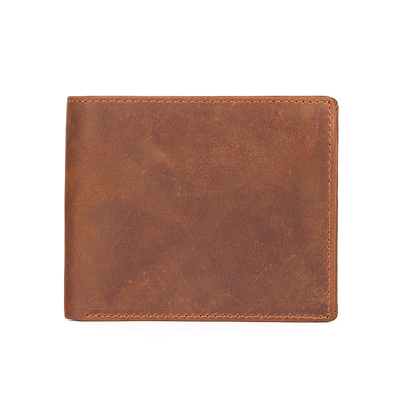 Top Layer Cowhide Leather Business Wallet Horizontal Tri-Fold Short Genuine Leather Money Clip for Men And Women