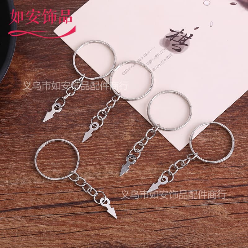 Nickel-Plated 1.2*23mm Embossed Key Rings with Triangle Pendants Metal Keychain Wholesale