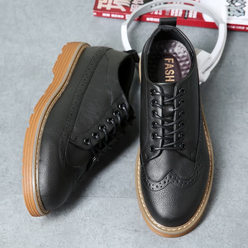 Thick-soled Brogue Oxford Men's Shoes British Casual Retro Leather Shoes Drop Shipping