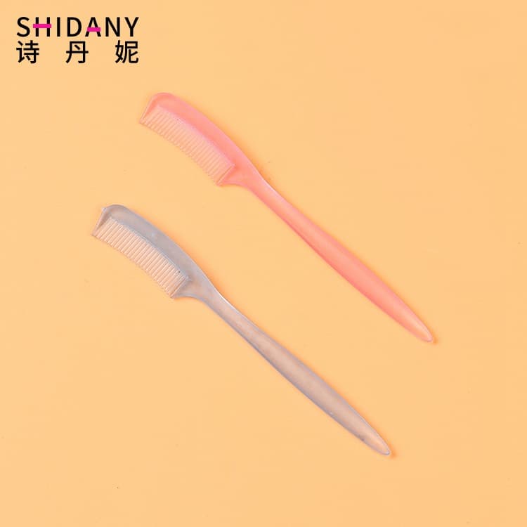 Factory Wholesale Portable Mini Eyebrow Comb Eyelash Comb Bangs Comb Transparent Handle Makeup Tool Comb