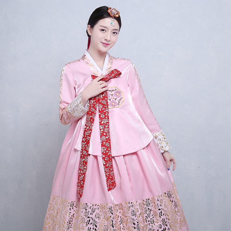 Korean Traditional Women's Palace Wedding Gold Foil Hanbok Korean Ethnic Clothing Dance Stage Performance Ancient Costume
