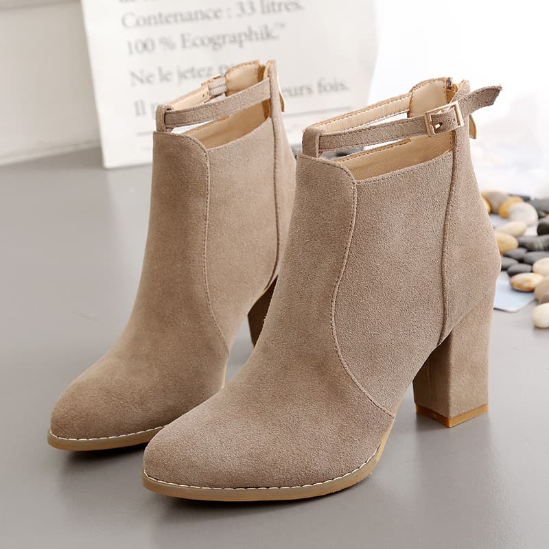 2025 Autumn/Winter Short Boots, Single Boots, British Style, Chunky Heel, High-Heeled Shoes, Boots with Single Lining and Back Zipper, Foreign Trade, Large Size Martin Boots