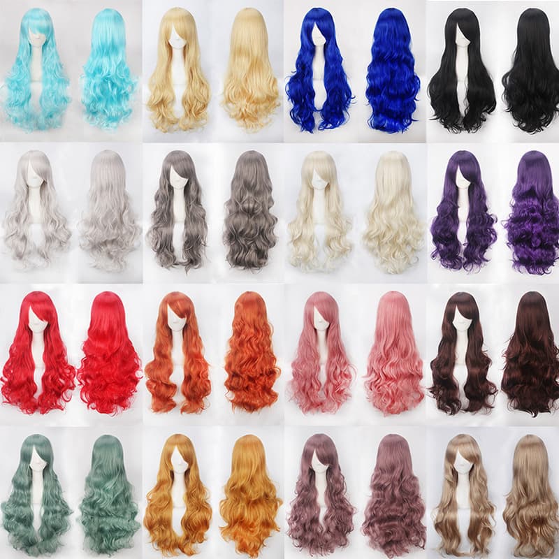 Colorful Cosplay Wig High Temperature Silk Anime Universal Long Curling Hair Durable Mechanism Processed Hair for Any Skin Tone And Face Shape