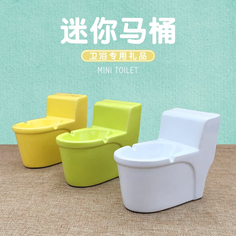 Mini Toilet Ceramic Ashtray Creative Bathroom Toilet Accessories Personalized Gifts Compact Sanitary Equipment Cute Design