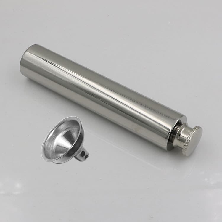 [Jiujiu] In Stock Flat Bottom Liquor Tube 2 Ounce 304 Stainless Steel Hip Flask with Funnel, European and American Russian Liquor Set