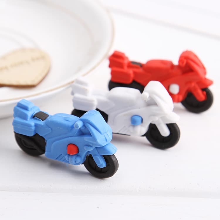 Korean-Style Creative Stationery Cute Cartoon Motorcycle Eraser Elementary School Student Prize Gift Children's Day