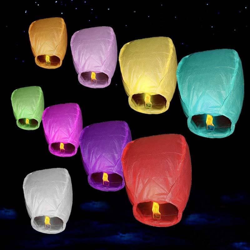 Cross-border white flame-retardant paper oval wishing sky lantern, romantic and creative colorful festival wishing sky lantern