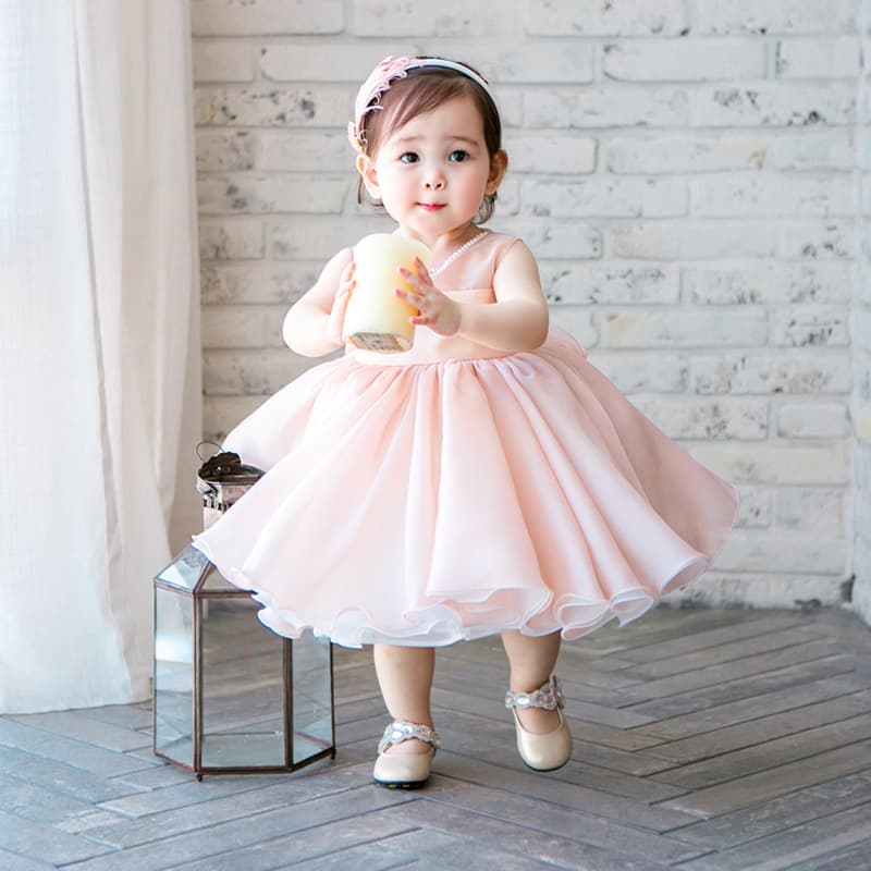 Korean version of children's evening dress, pink flower girl princess dress, photography clothing, girl's first birthday host dress