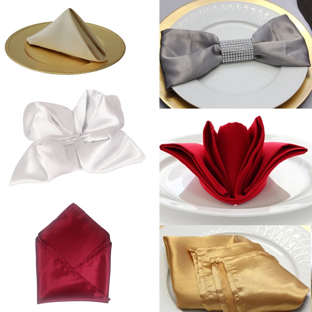 Hotel tablecloths, satin napkins, wedding party banquet table decorations, silk scarves, factory wholesale.