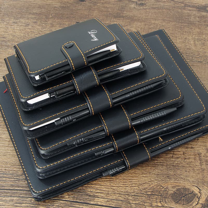 Black Leather Notepad Fashion Meeting Minutes Wholesale Party Member Study Notes Manufacturer Business Notebook Customization