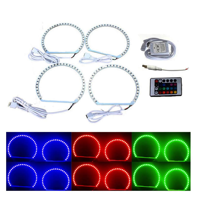 131MM+146MM for BMW Angel Eye Ring, RGB High Brightness LED with Strobe, Semi-Circle with Fixing Rod