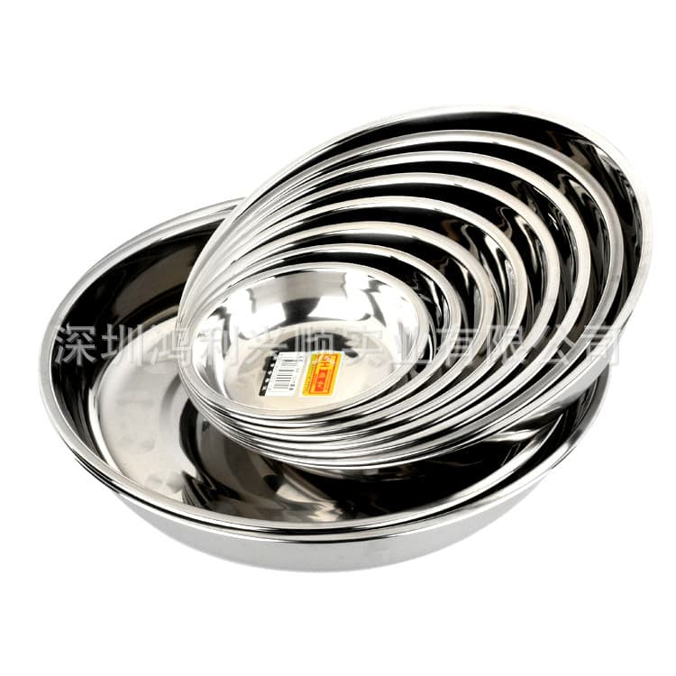 Multi-Size Stainless Steel Plates, Multipurpose Kitchen and Dining Plates, Thickened Stainless Steel Round Dishes