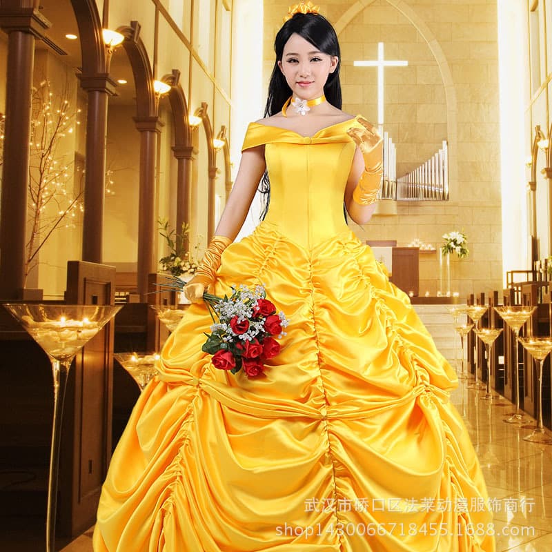 Grimm's Fairy Tales Beauty and the Beast Cos Belle Princess Dress Belle Princess Stage Performance Costume Cos Women's Clothing