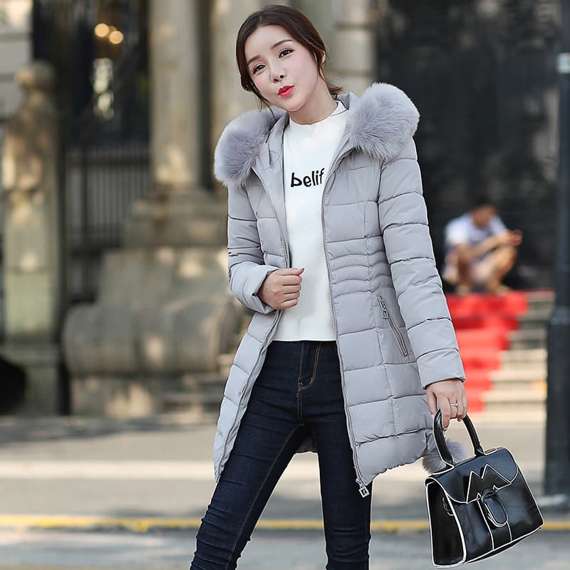 2025 Winter New Cotton Coat Women Korean Slim Fit Mid-Length Long Sleeve Jacket Cotton Padded Hooded Quilted Coat Factory Direct